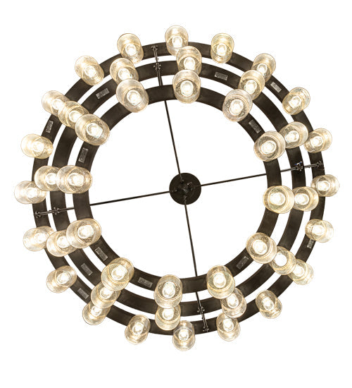 Meyda Lighting Loxley 70" 44-Light 3-Tier Oil Rubbed Bronze Horizon Ring Chandelier With Mercury Shade Glass