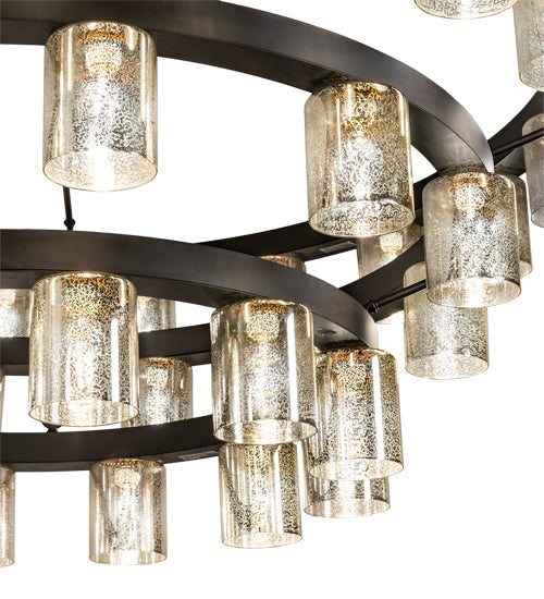 Meyda Lighting Loxley 70" 44-Light 3-Tier Oil Rubbed Bronze Horizon Ring Chandelier With Mercury Shade Glass