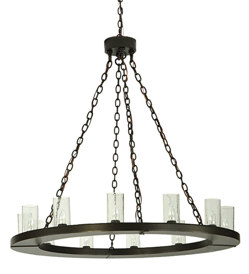 Meyda Lighting Loxley 72" 2-Tier 36-Light Timeless Bronze Chandelier With Clear Seeded Shade Glass