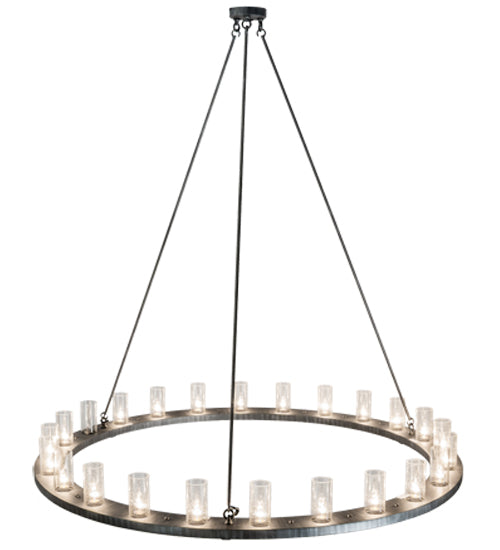 Meyda Lighting Loxley 72" 24-Light Antique Iron Ore Chandelier With Clear Seeded Shade Glass