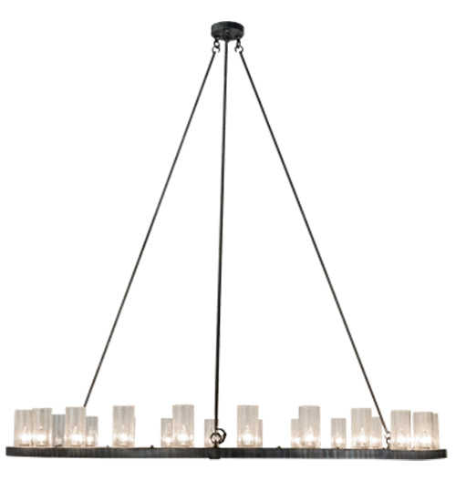 Meyda Lighting Loxley 72" 24-Light Antique Iron Ore Chandelier With Clear Seeded Shade Glass
