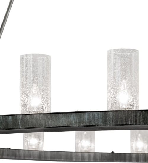 Meyda Lighting Loxley 72" 24-Light Antique Iron Ore Chandelier With Clear Seeded Shade Glass