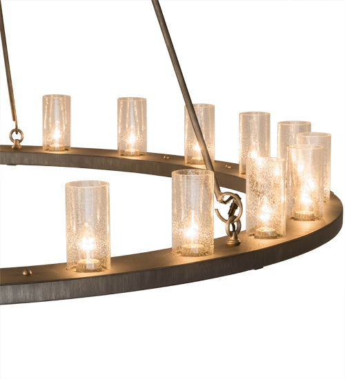 Meyda Lighting Loxley 72" 24-Light Antique Iron Ore Chandelier With Clear Seeded Shade Glass