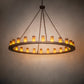Meyda Lighting Loxley 72" 24-Light Antique Rust Chandelier With Amber Frosted Shade Glass