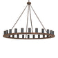 Meyda Lighting Loxley 72" 24-Light Antique Rust Chandelier With Amber Frosted Shade Glass