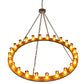 Meyda Lighting Loxley 72" 24-Light Antique Rust Chandelier With Amber Frosted Shade Glass