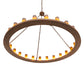 Meyda Lighting Loxley 72" 24-Light Antique Rust Chandelier With Amber Frosted Shade Glass