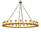Meyda Lighting Loxley 72" 24-Light Antique Rust Chandelier With Amber Frosted Shade Glass