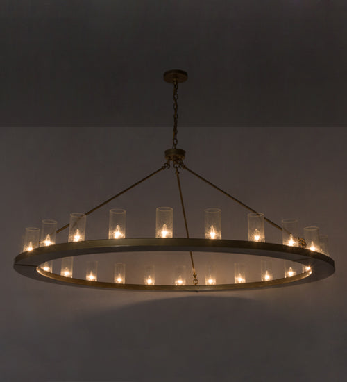 Meyda Lighting Loxley 72" 24-Light Gold Metallic Chandelier With Clear Seeded Shade Glass