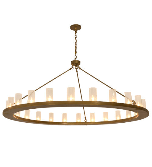 Meyda Lighting Loxley 72" 24-Light Gold Metallic Chandelier With Clear Seeded Shade Glass
