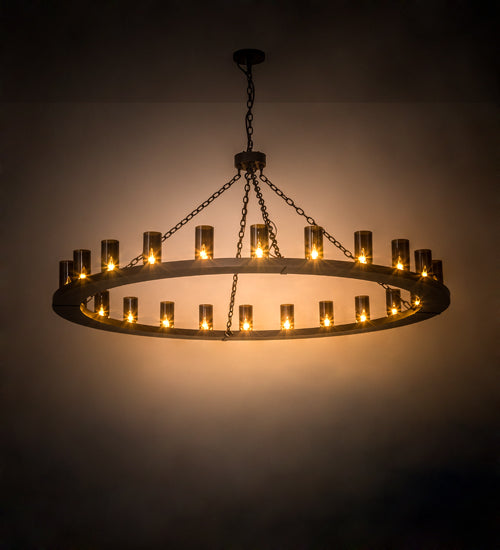 Meyda Lighting Loxley 72" 24-Light Mahogany Bronze Chandelier With Amber Shade Glass