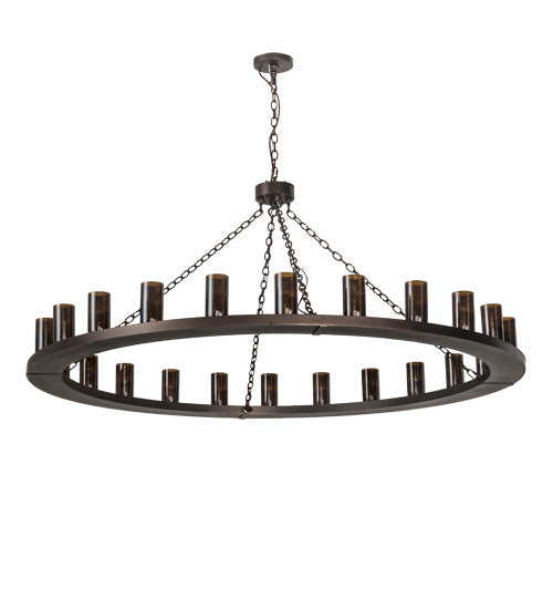 Meyda Lighting Loxley 72" 24-Light Mahogany Bronze Chandelier With Amber Shade Glass