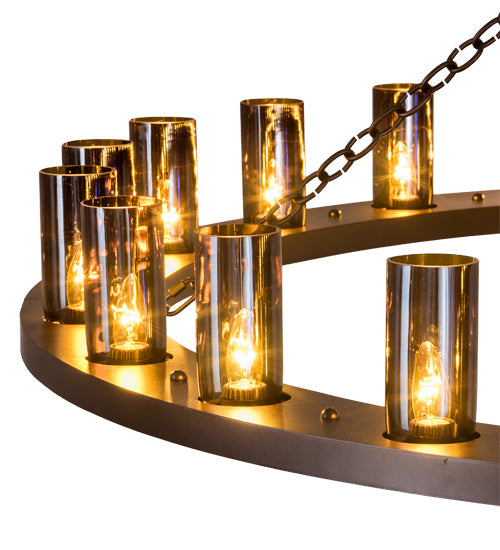 Meyda Lighting Loxley 72" 24-Light Mahogany Bronze Chandelier With Amber Shade Glass