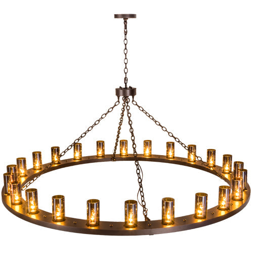 Meyda Lighting Loxley 72" 24-Light Mahogany Bronze Chandelier With Amber Shade Glass