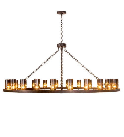 Meyda Lighting Loxley 72" 24-Light Mahogany Bronze Chandelier With Amber Shade Glass
