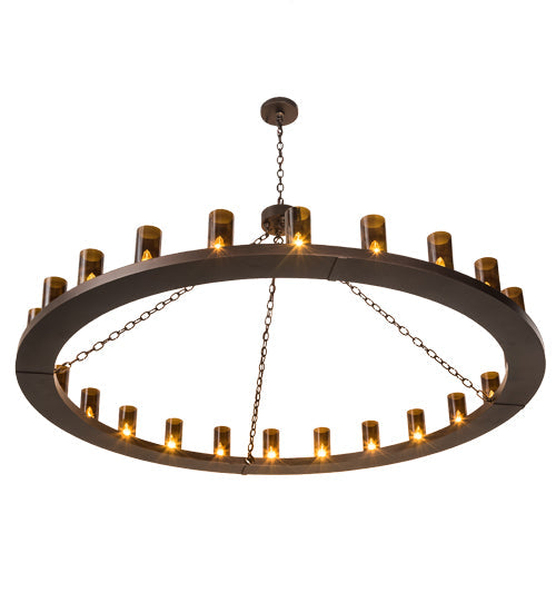 Meyda Lighting Loxley 72" 24-Light Mahogany Bronze Chandelier With Amber Shade Glass