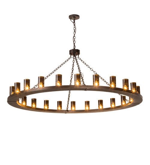 Meyda Lighting Loxley 72" 24-Light Mahogany Bronze Chandelier With Amber Shade Glass