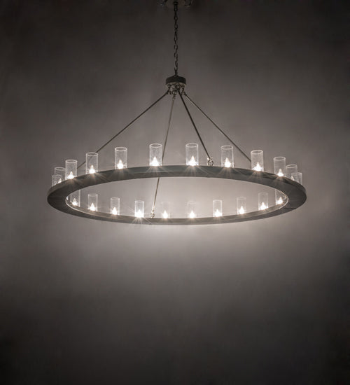 Meyda Lighting Loxley 72" 24-Light Silver Chandelier With Clear Seeded Shade Glass