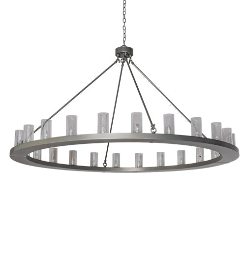 Meyda Lighting Loxley 72" 24-Light Silver Chandelier With Clear Seeded Shade Glass
