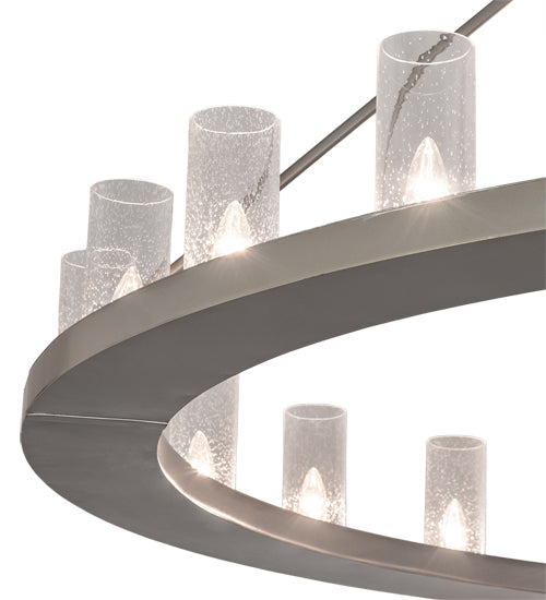 Meyda Lighting Loxley 72" 24-Light Silver Chandelier With Clear Seeded Shade Glass