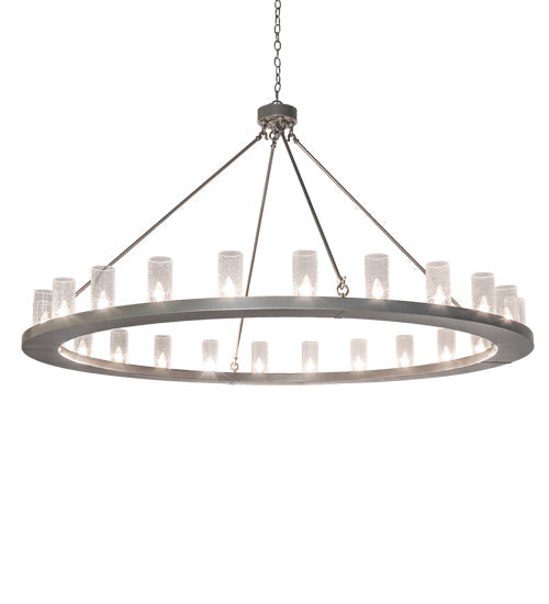 Meyda Lighting Loxley 72" 24-Light Silver Chandelier With Clear Seeded Shade Glass