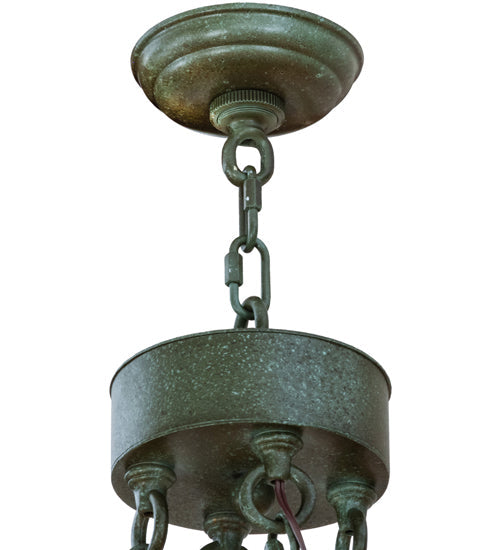 Meyda Lighting Loxley 72" 24-Light Tarnished Copper Chandelier With Amber Frosted Shade Glass