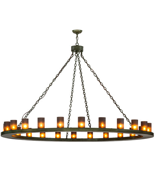 Meyda Lighting Loxley 72" 24-Light Tarnished Copper Chandelier With Amber Frosted Shade Glass