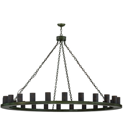 Meyda Lighting Loxley 72" 24-Light Tarnished Copper Chandelier With Amber Frosted Shade Glass