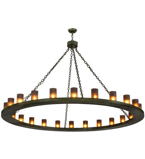 Meyda Lighting Loxley 72" 24-Light Tarnished Copper Chandelier With Amber Frosted Shade Glass