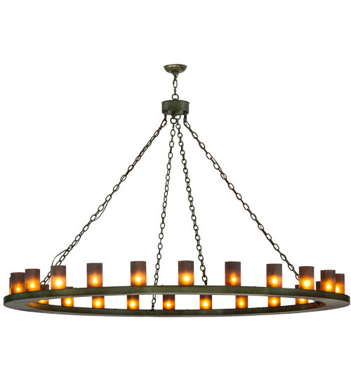 Meyda Lighting Loxley 72" 24-Light Tarnished Copper Chandelier With Amber Frosted Shade Glass