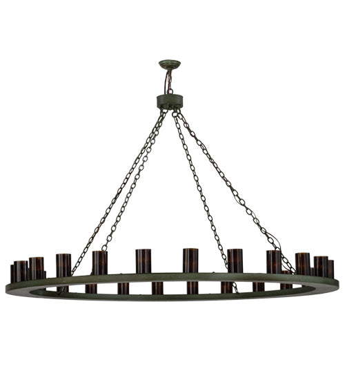 Meyda Lighting Loxley 72" 24-Light Tarnished Copper Chandelier With Amber Shade Glass
