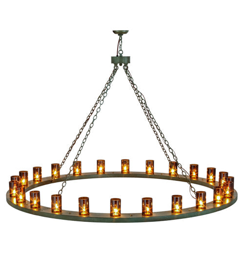 Meyda Lighting Loxley 72" 24-Light Tarnished Copper Chandelier With Amber Shade Glass