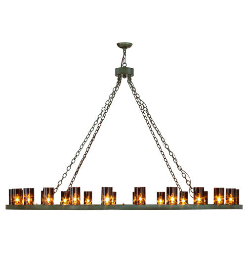 Meyda Lighting Loxley 72" 24-Light Tarnished Copper Chandelier With Amber Shade Glass
