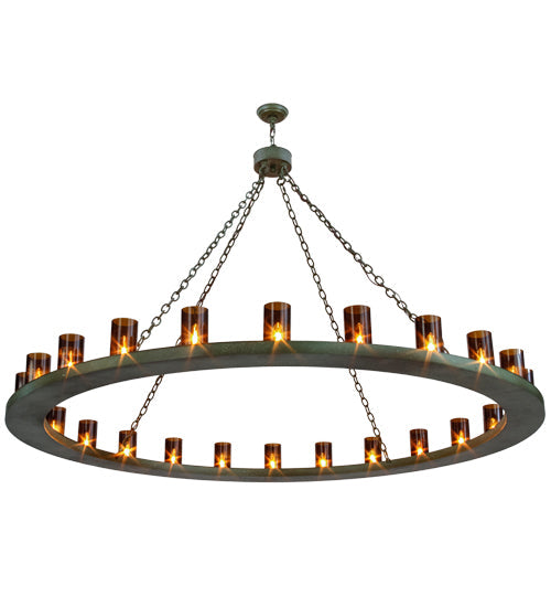 Meyda Lighting Loxley 72" 24-Light Tarnished Copper Chandelier With Amber Shade Glass
