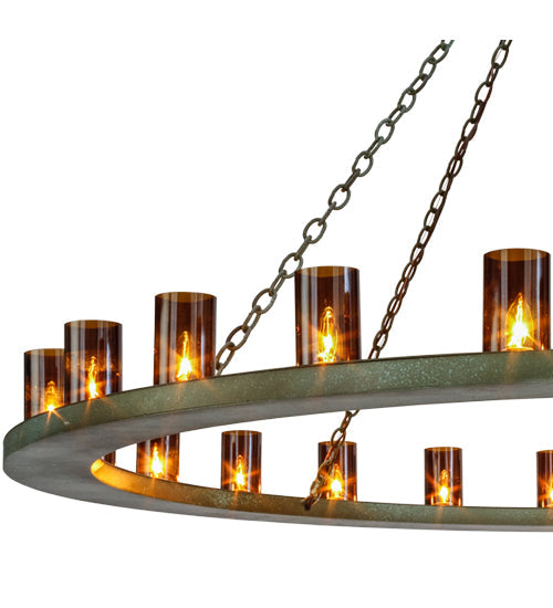 Meyda Lighting Loxley 72" 24-Light Tarnished Copper Chandelier With Amber Shade Glass