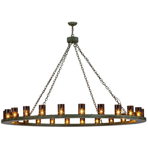 Meyda Lighting Loxley 72" 24-Light Tarnished Copper Chandelier With Amber Shade Glass