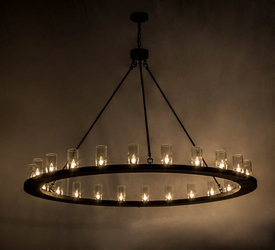 Meyda Lighting Loxley 72" 24-Light Textured Black Chandelier With Clear Shade Glass