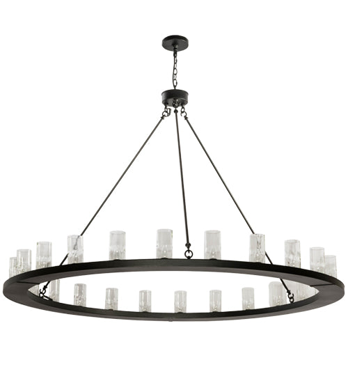 Meyda Lighting Loxley 72" 24-Light Textured Black Chandelier With Clear Shade Glass