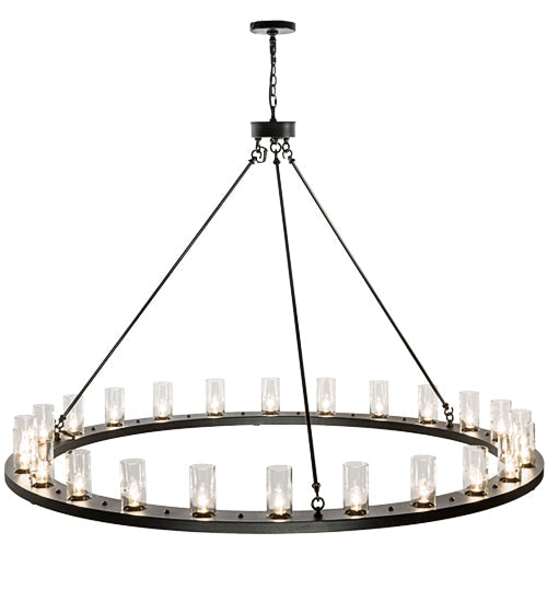 Meyda Lighting Loxley 72" 24-Light Textured Black Chandelier With Clear Shade Glass