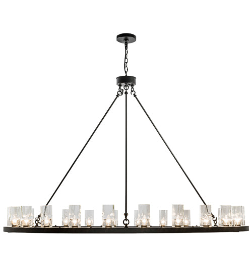 Meyda Lighting Loxley 72" 24-Light Textured Black Chandelier With Clear Shade Glass