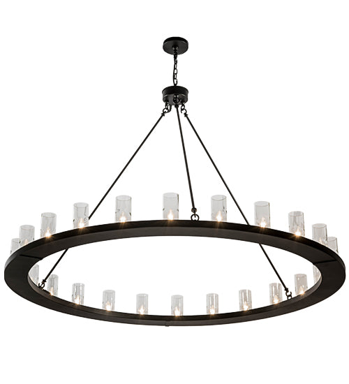 Meyda Lighting Loxley 72" 24-Light Textured Black Chandelier With Clear Shade Glass