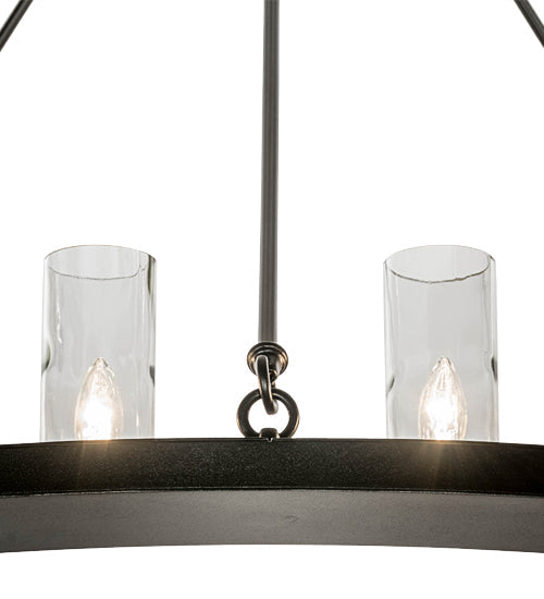 Meyda Lighting Loxley 72" 24-Light Textured Black Chandelier With Clear Shade Glass