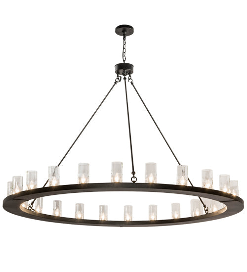 Meyda Lighting Loxley 72" 24-Light Textured Black Chandelier With Clear Shade Glass