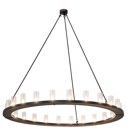 Meyda Lighting Loxley 72" 24-Light Timeless Bronze Chandelier With Clear Seeded Shade Glass