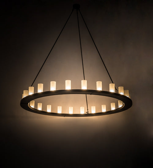 Meyda Lighting Loxley 72" 24-Light Timeless Bronze Chandelier With Frosted Clear Shade Glass