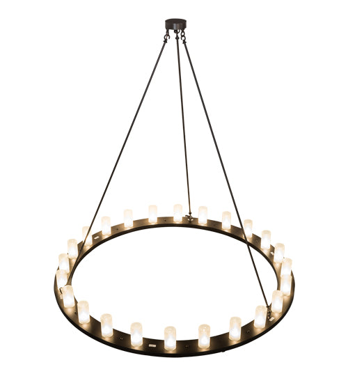 Meyda Lighting Loxley 72" 24-Light Timeless Bronze Chandelier With Frosted Clear Shade Glass