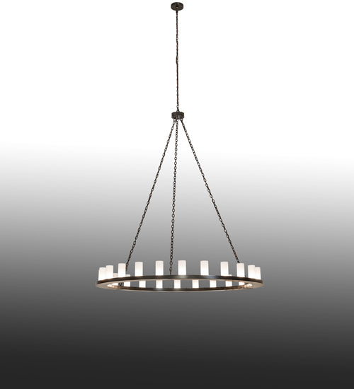 Meyda Lighting Loxley 72" 24-Light Timeless Bronze Chandelier With Frosted White Shade Glass