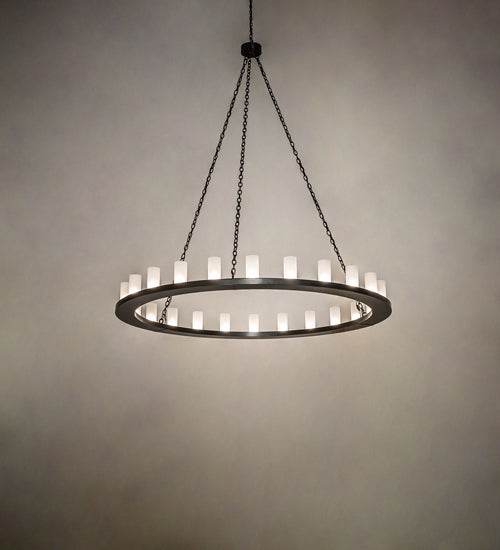 Meyda Lighting Loxley 72" 24-Light Timeless Bronze Chandelier With Frosted White Shade Glass