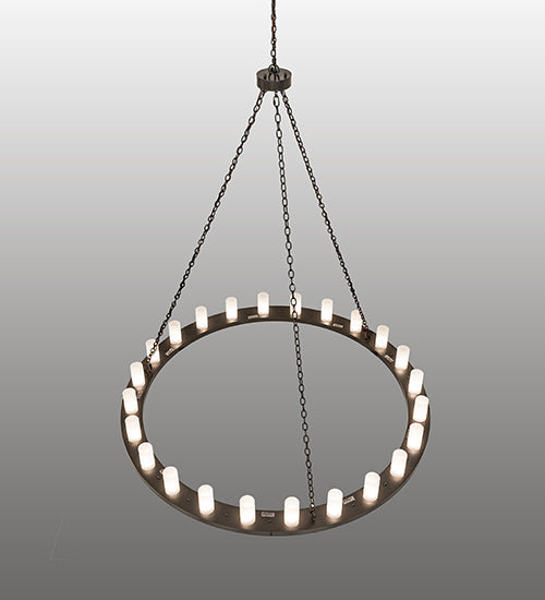 Meyda Lighting Loxley 72" 24-Light Timeless Bronze Chandelier With Frosted White Shade Glass