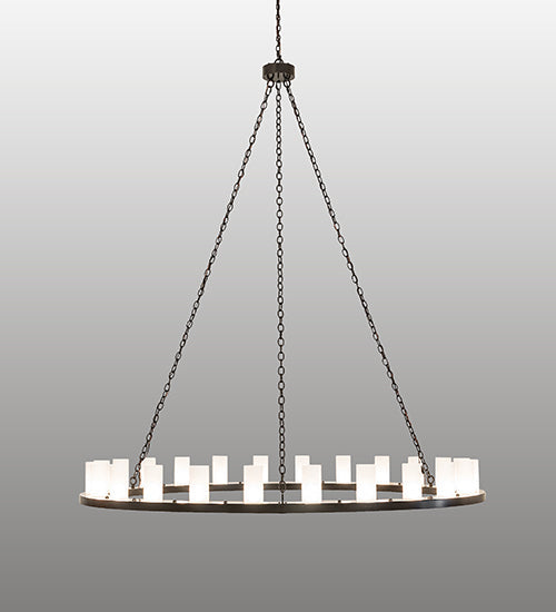 Meyda Lighting Loxley 72" 24-Light Timeless Bronze Chandelier With Frosted White Shade Glass